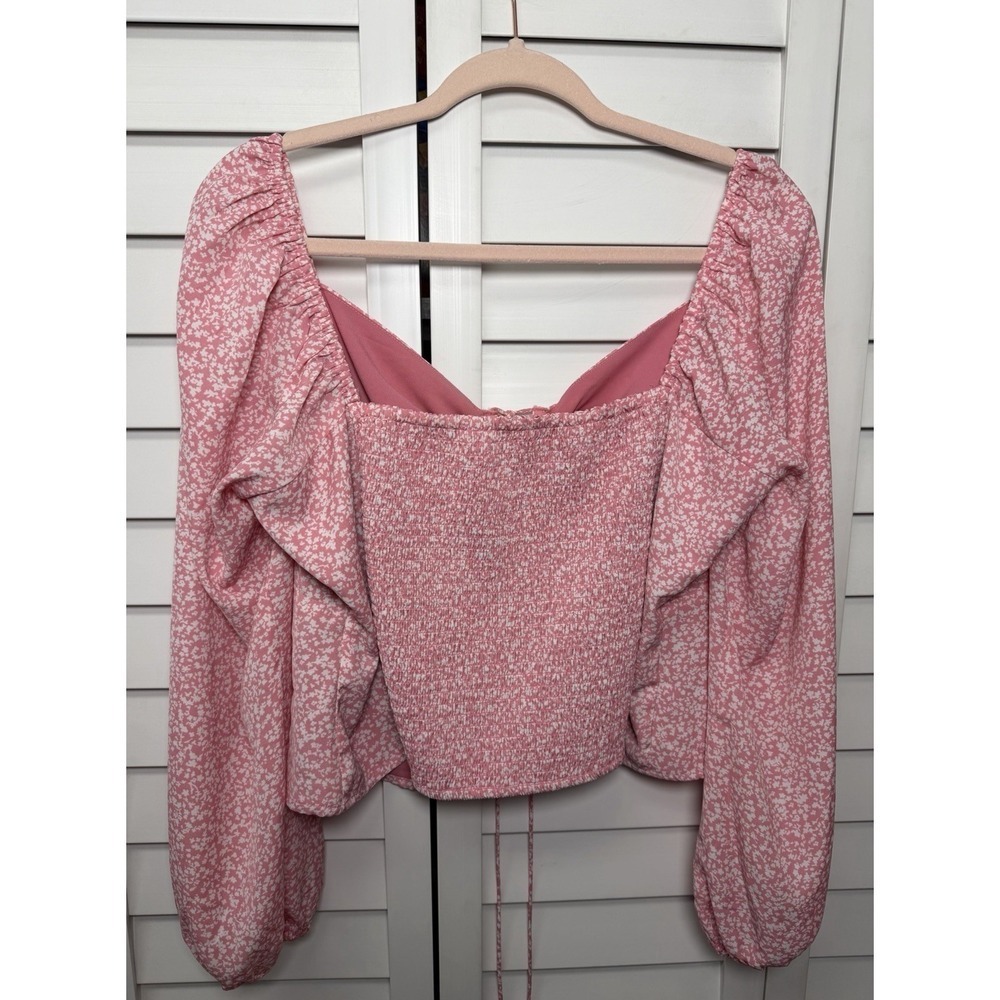 Abercrombie & Fitch Floral Boho Ruched Smocked Puff Sleeve Top Women's Size XL - Picture 9 of 9